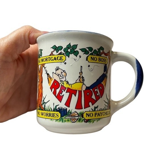 Vintage Retirement Mug Coffee Cup Retiree Gift - Picture 1 of 6